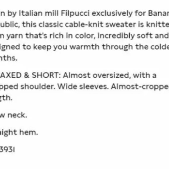 Banana Republic Italian Merino cable knit sweater - Picture 3 of 4